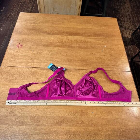 BALI Classic Support Bra Size 38C Magenta Pink Sexy Floral Lacy Fairy Bow Cotton - Picture 7 of 8